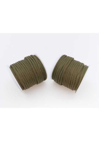 Haki Renkte 3 mm Polyester Makrome , Ayakkabı Bağı, Bileklik Ipi (50 Mt)