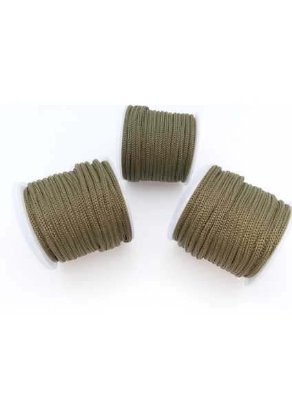 Haki Renkte 3 mm Polyester Makrome , Ayakkabı Bağı, Bileklik Ipi (50 Mt)