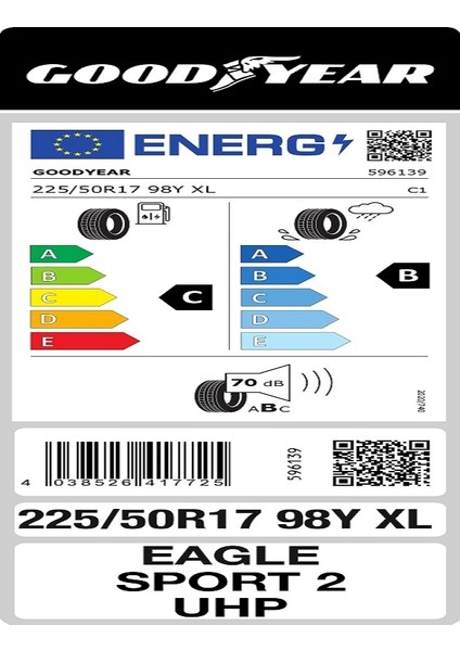 225/50 R17 98Y Eagle Sport 2 Uhp Xl Fp Oto Yaz Lastiği (Üretim Yılı: 2023) fiyatları