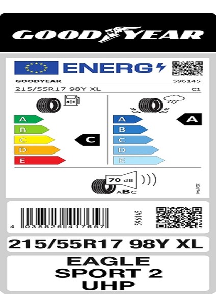 215/55 R17 98Y Eagle Sport 2 Uhp Xl Fp Oto Yaz Lastiği (Üretim Yılı: 2023) fiyatları