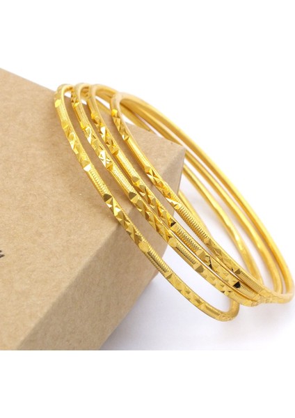 22 Ayar Altın Kaplama Çelik Desenli Ajda Bilezik - 4 Adet modelleri