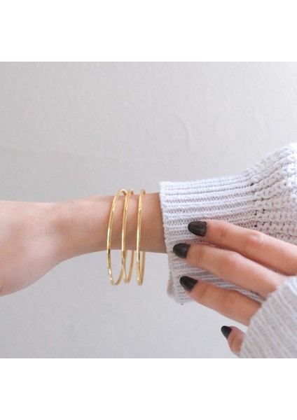 22 Ayar Altın Kaplama Çelik Kadın Ajda Bilezik - 3 Adet fiyatları