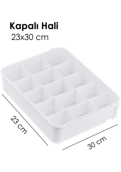 Uzayabilen Ayarlanabilen 15 Bölmeli Dolap Içi Düzenleyici Organizer Beyaz Renk modelleri