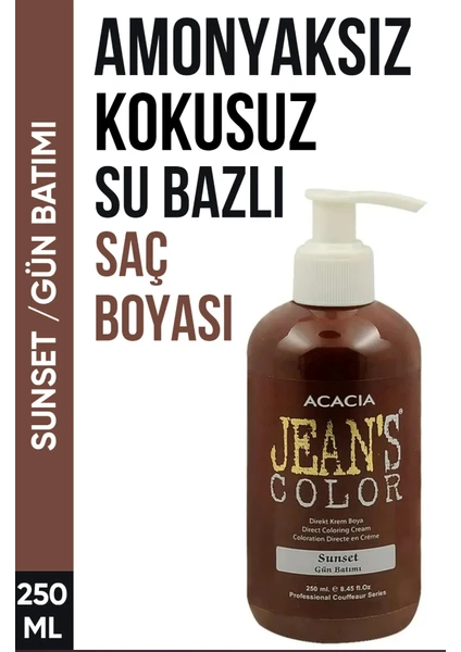 Jean's Color Amonyaksız Gün Batımı Renkli Saç Boyası 250ML. Kokusuz suz bazlı Sun Set hair dye  Balyaj