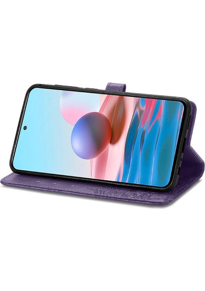 Redmi Not 10 Için Kılıf 4g Deri Kılıf Kapak Çevirin Basit Iş Desen (Yurt Dışından)