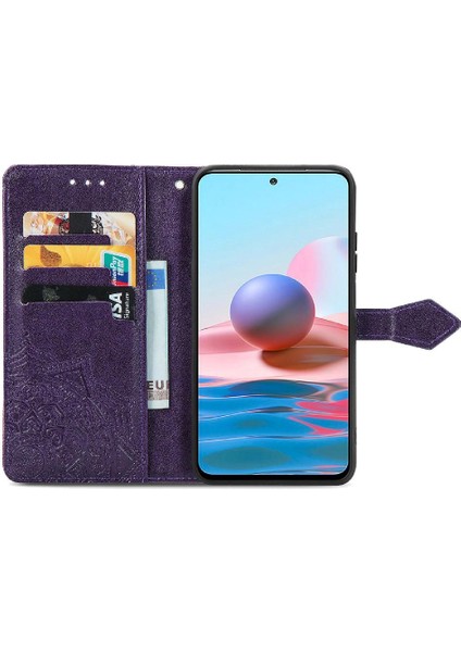 Redmi Not 10 Için Kılıf 4g Deri Kılıf Kapak Çevirin Basit Iş Desen (Yurt Dışından)
