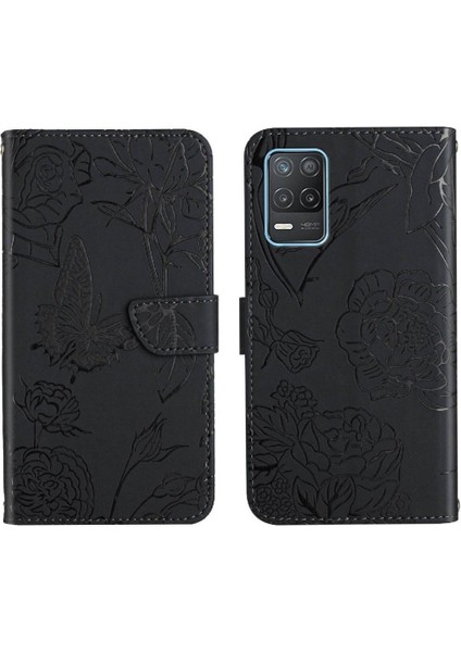 Bilek Kayışı Anti-Damla Koruma Pu Deri Flip ile Realme 8 5g Için Kılıf (Yurt Dışından)