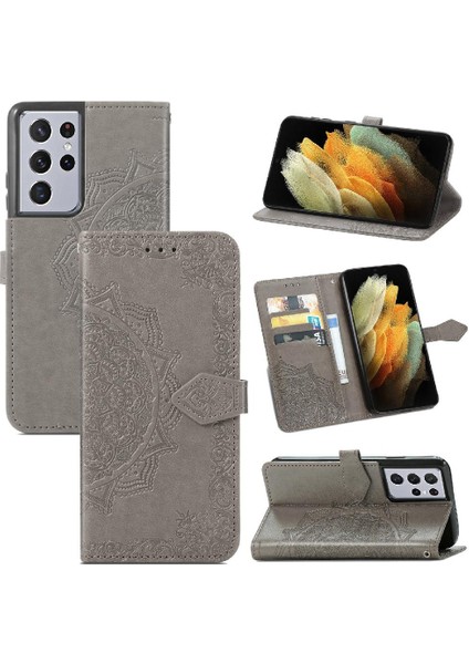 Samsung S21 Ultra Flip Kapak Için Kılıf Zarif Desen Deri Kılıf (Yurt Dışından) fiyatları