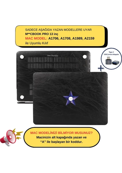 Macbook Pro Kılıf 13inç A1706 A1708 A1989 A2159 ile Uyumlu 2016/2019 Leat01