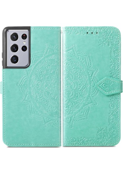 Samsung S21 Ultra Flip Kapak Için Kılıf Zarif Desen Deri Kılıf (Yurt Dışından)