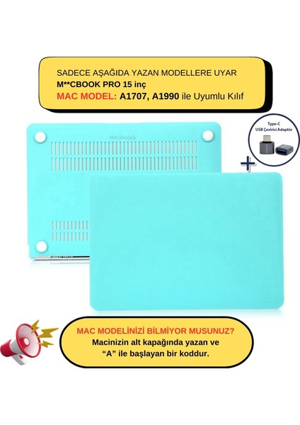Macbook Pro Kılıf 15 inç A1707 A1990 ile Uyumlu Mat