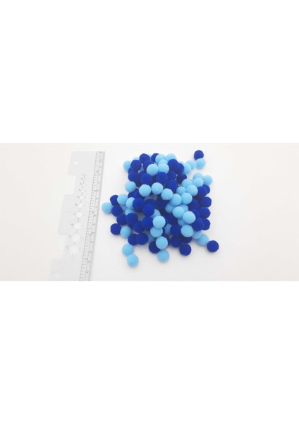 12 mm Saks Mavisi Bebe Mavisi Renkli Kadife Ponpon 100 Adet 1 Poşet