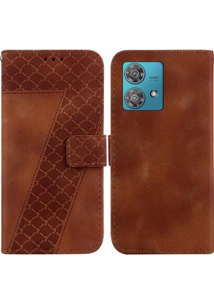 Motorola Kenar 40 Neo Kabartmalı Desen Pu Deri Flip Folio Kapak (Yurt Dışından)