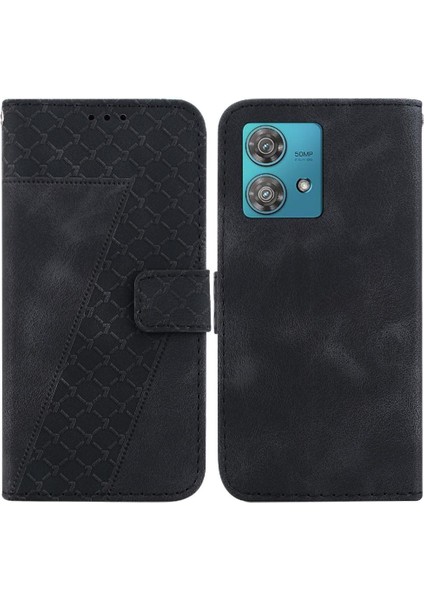 Motorola Kenar 40 Neo Kabartmalı Desen Pu Deri Flip Folio Kapak (Yurt Dışından)