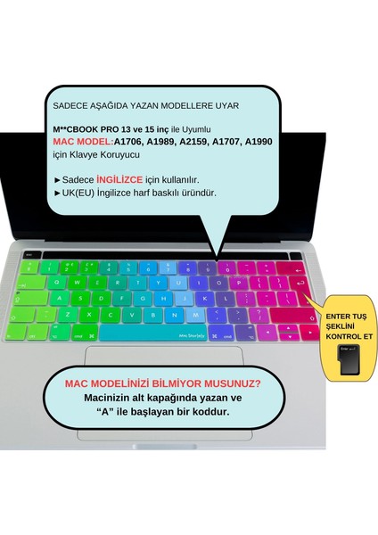 Macbook Pro Klavye Koruyucu UK(EU) İngilizce Baskı A1706 1989 2159 A1707 1990 Uyumlu Dazzle