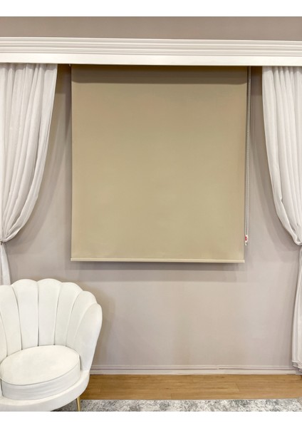 Polyester Stor Perde Alüminyum Kasa Düz Desen 1 Adet