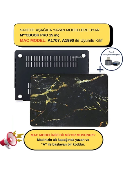 Macbook Pro Kılıf 15 inç A1707 A1990 ile Uyumlu Mermer