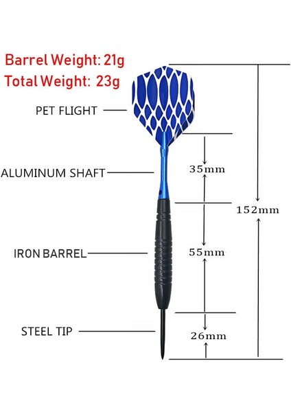 Mavi Stil Fox Gülen G Çelik Uçlu Dart Alüminyum Dartlı Dart Milleri Dart Aksesuarlı (Yurt Dışından)