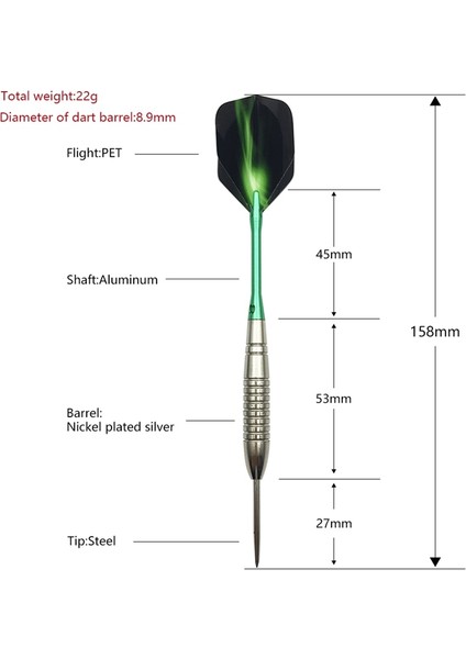 Yernea Yeni Teel Sivri Dart 22G Profesyonel Fırlatma Dartları Nikel Kaplama Gümüş Dart Varil Alüminyum Şaftlar Uçuşlar (Yurt Dışından)