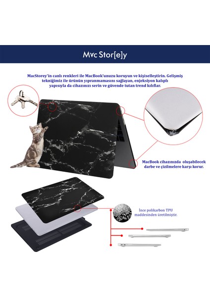 Macbook Pro Kılıf 15 inç A1707 A1990 ile Uyumlu Mermer