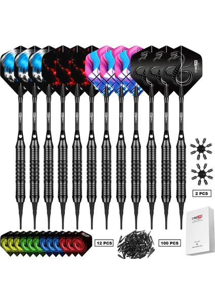 12 Adet Tarzı Cyeelife 16G Yumuşak Dart Alüminyum Şaft Uçuşlu Dart Tutucu Taşıma Çantası Aile Çubuğu Eğlence Oyunları (Yurt Dışından)