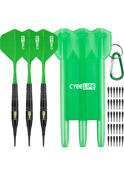 Yeşil Stil Cyeelife Pirinç Yumuşak Uçlu Dart 16G Taşıma Çantası ve Ekstra Plastik Noktalar ve Uçuşlar, Profesyonel Elektronik Dart Seti (Yurt Dışından)