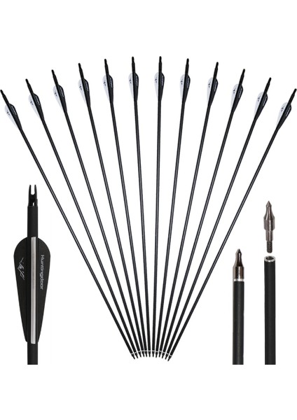 Stili Temizle Adet Karışık Karbon Ok 30 Inchee 500 Olimpik Yaylı Okçuluk Avcılığı Için Kancalı ve Çıkarılabilir Tahta Başlı (Yurt Dışından) modelleri