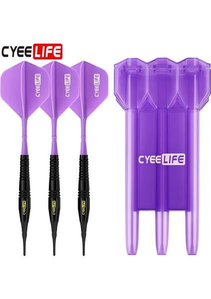 Mor Tarzı Cyeelife Profesyonel Pirinç Yumuşak Uçlu Dart 18G Dart Tutuculu, Elektronik Dart Tahtası Için, Ev Dart Plastik Uç Seti (Yurt Dışından)