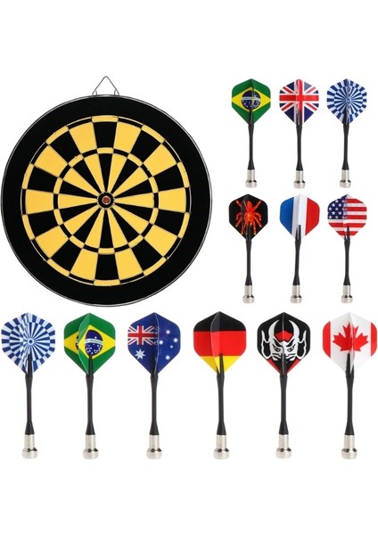 6 Adet Bullseye Oyunu Çocuk Güvenliği Ulusal Bayrak Manyetik Dart Süper Emiş (Yurt Dışından)