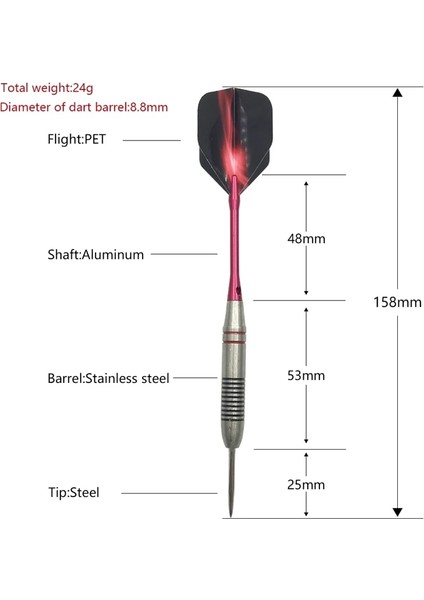 Yernea Teel Ucu Dart Yeni 24G Profesyonel Sert Dart Atma Spor Oyunları Paslanmaz Çelik Dart Namlu Milleri Uçuşlar (Yurt Dışından)