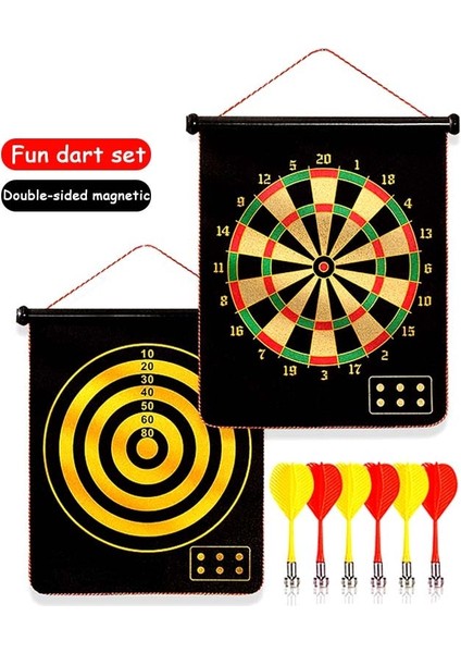 17 Inç Tarzı Manyetik Dart Tahtası Seti Çift Taraflı Akın Dart Profesyonel Oyun Oyuncak Çocuk Kapalı Güvenlik Hedef Plakası Eğlenceli Bulmaca Hediye (Yurt Dışından)