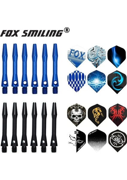 41MM Miller 6 Adet Stil Fox Gülen Alüminyum Dart Milleri ve Dart Uçuşları Seti Dardos Tüy Yaprakları Dart Tahtası Oyunları Için Dart Aksesuarları Seti (Yurt Dışından)