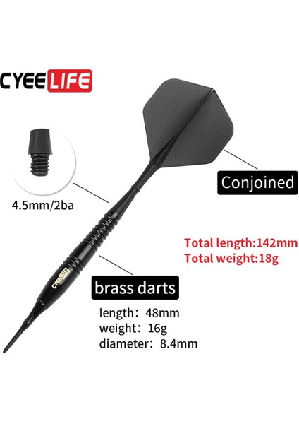 Siyah Stil Cyeelife Profesyonel Pirinç Yumuşak Uçlu Dart 18G Dart Tutuculu, Elektronik Dart Tahtası Için, Ev Dart Plastik Uç Seti (Yurt Dışından)