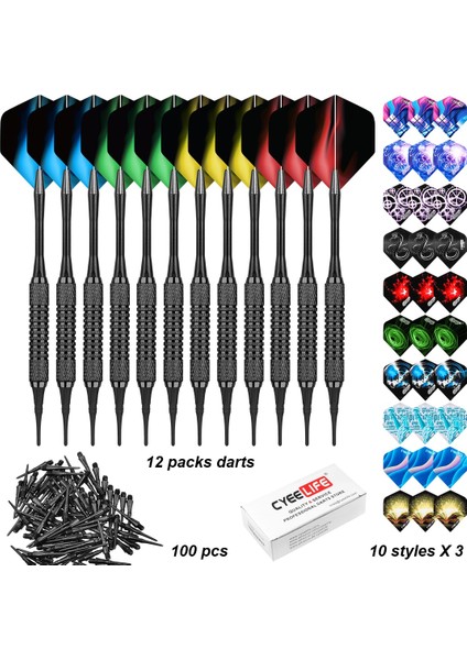 Sarı Stil Cyeelife Dart Seti Çoklu Stiller Dart Uçuşları Profesyonel Dart Elektronik Dart Tahtası Aksesuarları Için Yumuşak Plastik Uçlar Seti (Yurt Dışından)