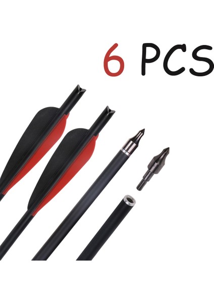 6 Adet Tarzı Arbon Tatar Yayı Cıvataları 20'' Od Oon Nock Avcılık Arbalet Okları Açık Hava Oyunları Atış Oyunu Için Karışık Karbon Ok (Yurt Dışından)