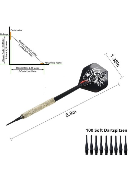 Darteces Dart Elektronik Dart Için Plastik Uç Seti Pirinç Dart 30 Uçuş ve 100 Uçlu (Yurt Dışından)