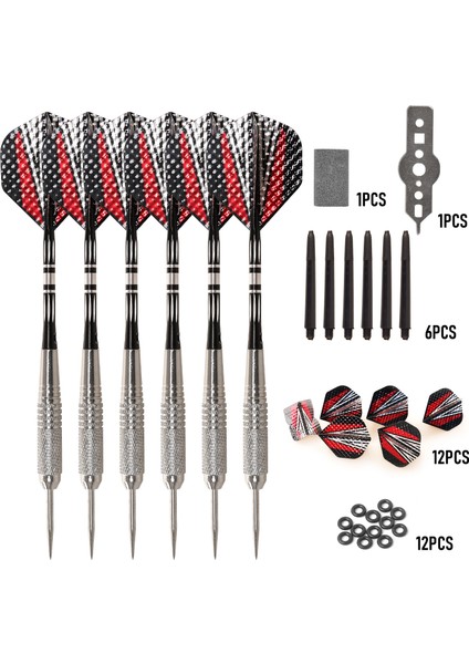 No.5 Takım 24G Stili Okaliptüs Sporları 26G Çelik Uçlu Dart 6 Parçalı Set 6 Alüminyum Şaft, 6 Naylon Yedek Şaft, 1 Dart Taşlama Taşı, 1 Mul Içerir (Yurt Dışından)