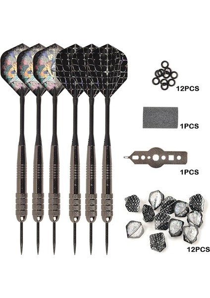No.5 Takım 24G Stili Okaliptüs Sporları 26G Çelik Uçlu Dart 6 Parçalı Set 6 Alüminyum Şaft, 6 Naylon Yedek Şaft, 1 Dart Taşlama Taşı, 1 Mul Içerir (Yurt Dışından)