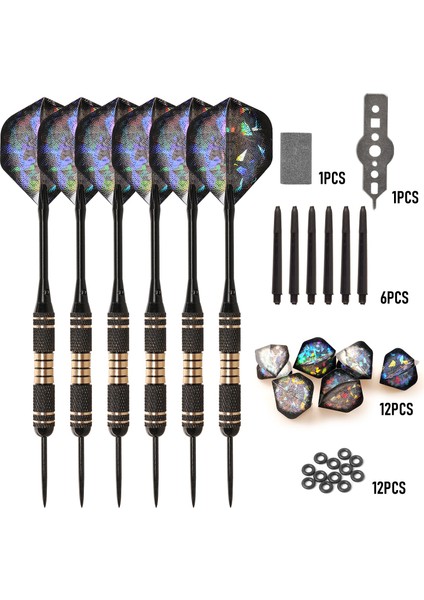 No.5 Takım 24G Stili Okaliptüs Sporları 26G Çelik Uçlu Dart 6 Parçalı Set 6 Alüminyum Şaft, 6 Naylon Yedek Şaft, 1 Dart Taşlama Taşı, 1 Mul Içerir (Yurt Dışından)