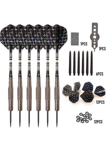 No.5 Takım 24G Stili Okaliptüs Sporları 26G Çelik Uçlu Dart 6 Parçalı Set 6 Alüminyum Şaft, 6 Naylon Yedek Şaft, 1 Dart Taşlama Taşı, 1 Mul Içerir (Yurt Dışından)