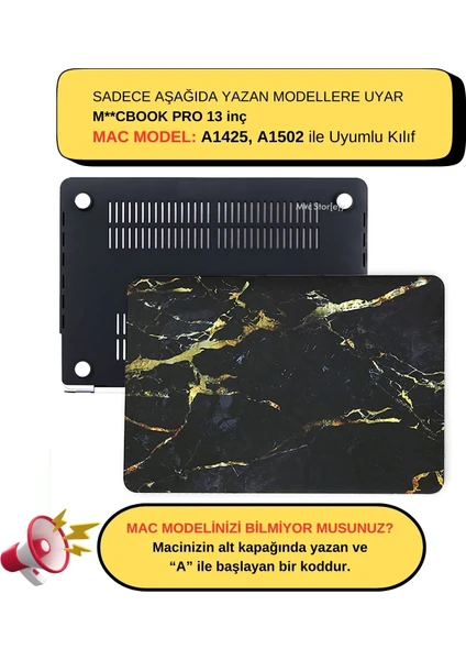 Macbook Pro Kılıf 13 inç Mermer (Eski HDMI'lı Model 2012-2015) A1425 A1502 ile Uyumlu