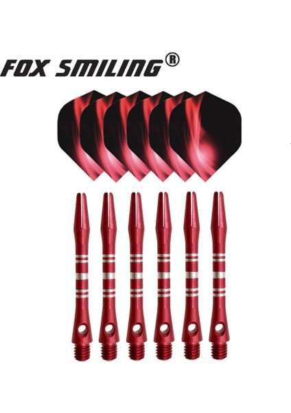 Turuncu Tarzı Fox Gülen Alüminyum Dart Milleri ve Dart Uçuşları Seti Dardos Tüy Yaprakları Dart Tahtası Oyunları Için Dart Aksesuarları Seti (Yurt Dışından)