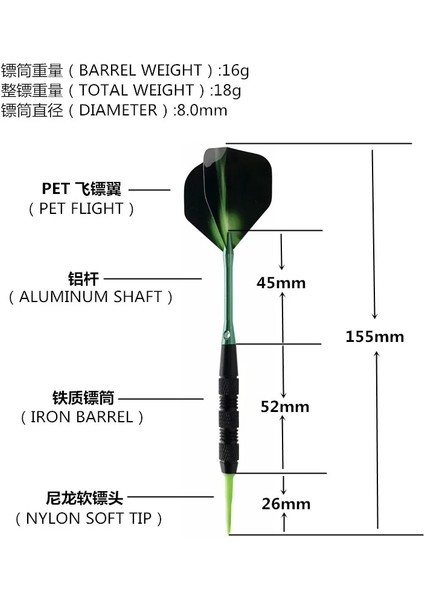 Goodarts Yumuşak Ucu Dart Seti 18G Profesyonel Plastik Dart Varil Elektronik Dart Tahtası Alüminyum Şaft Dart Kılıfı Kapalı Spor (Yurt Dışından)