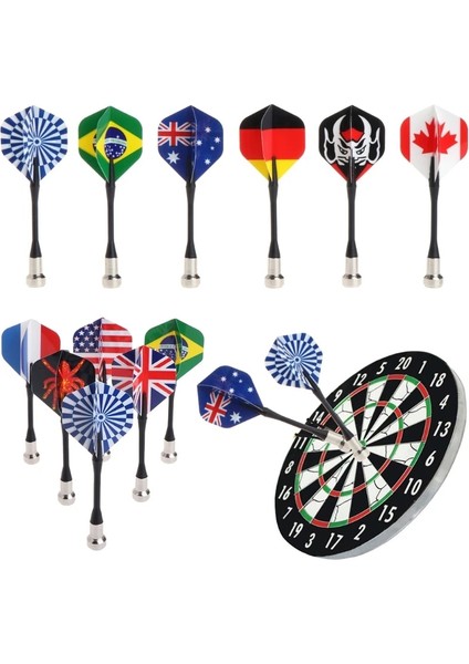 6 Adet Bullseye Oyunu Çocuk Güvenliği Ulusal Bayrak Manyetik Dart Süper Emiş (Yurt Dışından)