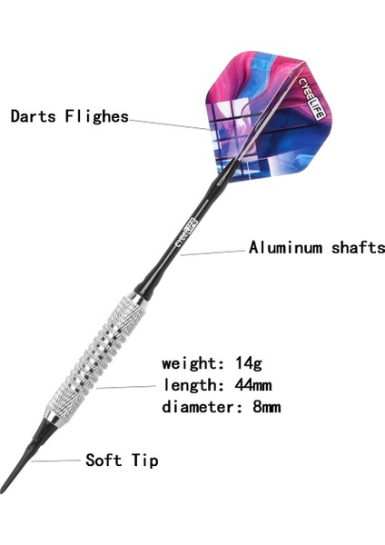 Mavi Stil Cyeelife Profesyonel Dart Plastik Uç Seti 16G, Alüminyum Şaftlarcyeelife Yeni Flights And Shaftstaşıma Çantası, Yumuşak Uçlu Dart (Yurt Dışından)