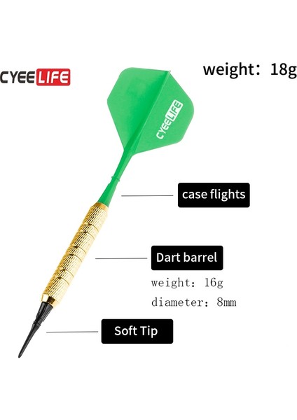 Yeşil Stil Cyeelife 18G Dart Yumuşak Ucu Dart Dart Tahtası Ucu Spor Oyunu Için Kapalı Spor Iğne Fırlatma 3 Adet (Yurt Dışından)