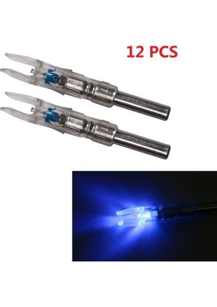 Mavi 12 Adet Tarzı Adet Otomatik Işıklı Yay Ipi Aktif LED Nock Id Için Okçuluk Ok Aksesuar Atıcılık Avcılık (Yurt Dışından)