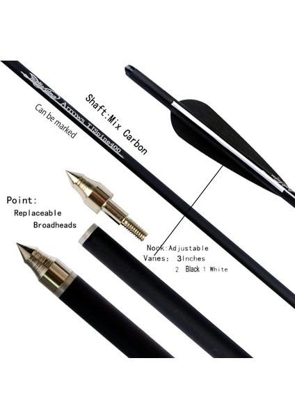 9PC13.5 Inç Tarzı P Avcılık Okçuluk Ok Rossbow Avcı Cıvataları Karbon Oklar 3ınchvanes Fletching F Hedef Atış (Yurt Dışından)