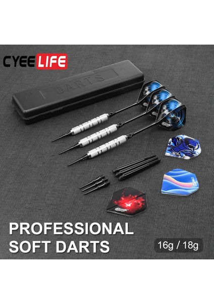 Sarı Stil Cyeelife G Plastik Uçlu Dart Seti, Kılıflı Profesyonel Elektronik Yumuşak Dart+Pet Uçuşlar+Alu ve Pvc Şaftlar (Yurt Dışından)