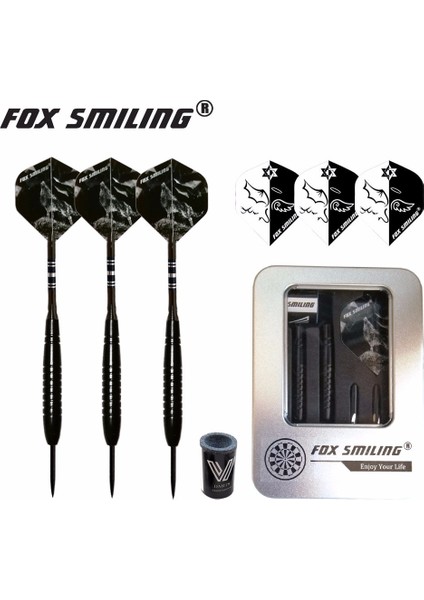F 23G Stili Fox Gülen G Çelik Uçlu Dart Yüksek Dereceli Demir Kasa Kutu Paketi (Hediye: Uçuşlar + Arpener Taşı) (Yurt Dışından)